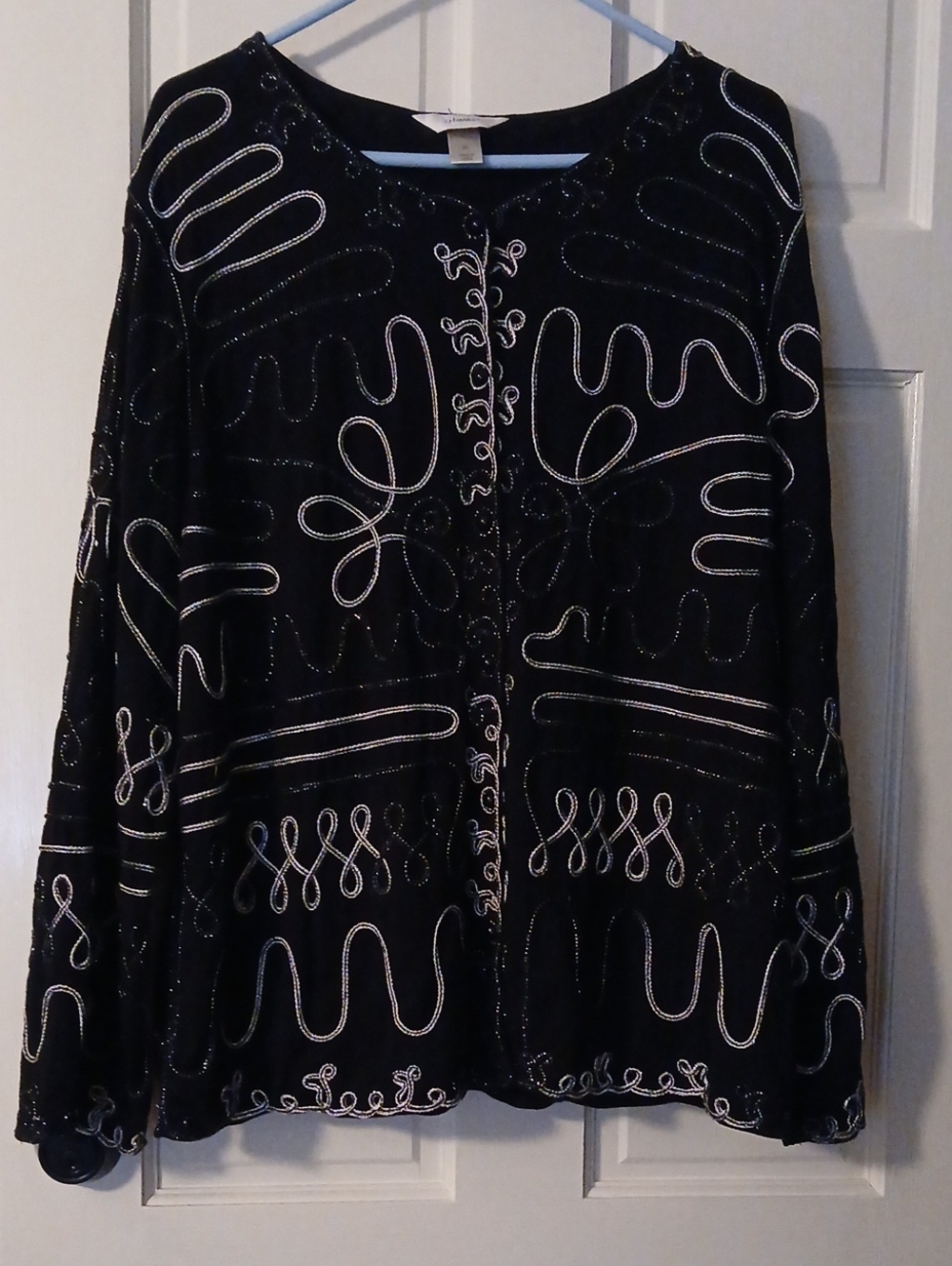 CJ Banks Black Jacket with Silver Embroidery